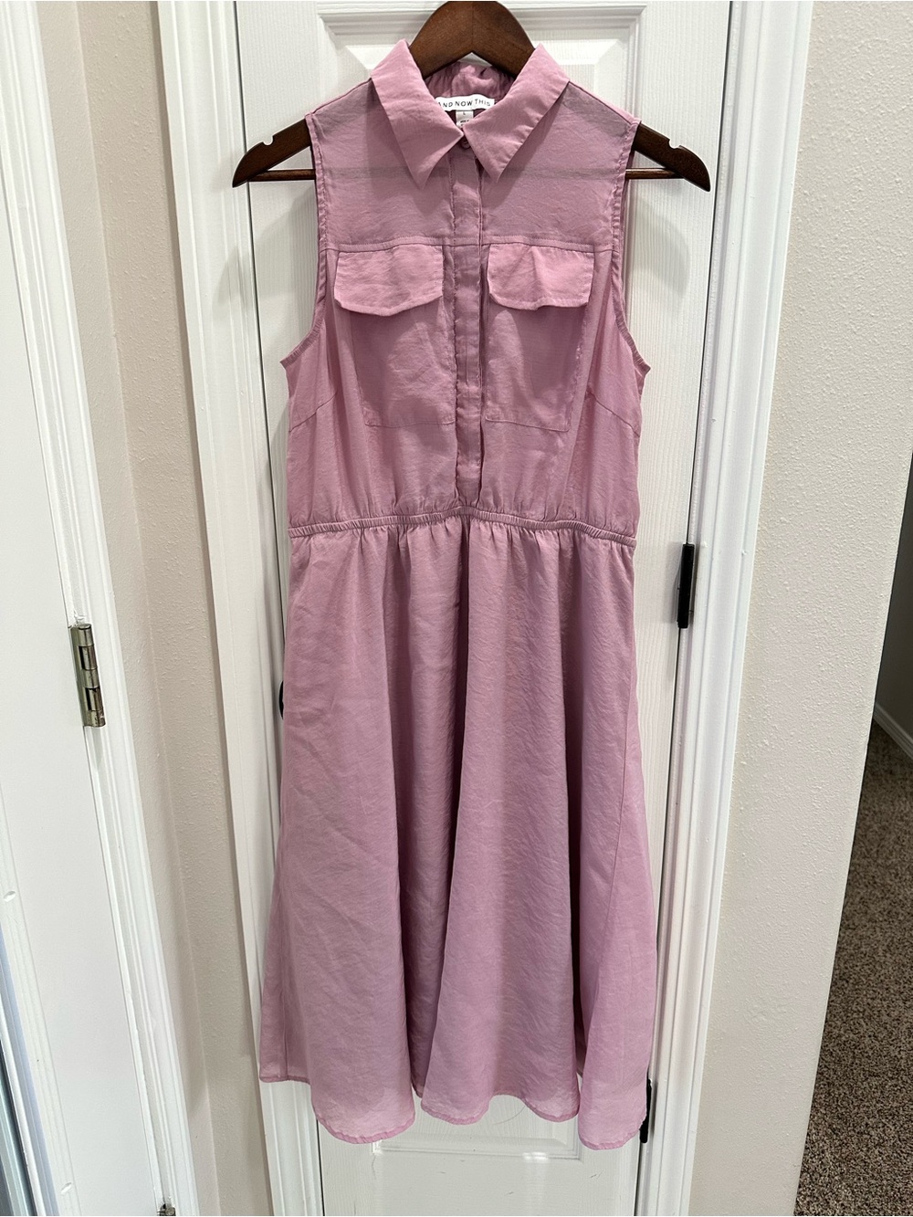 Sleeveless Lavender Midi Shirt Dress